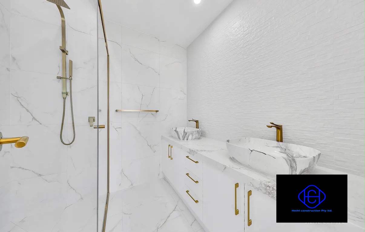 Ensuite bathroom double marble vanity